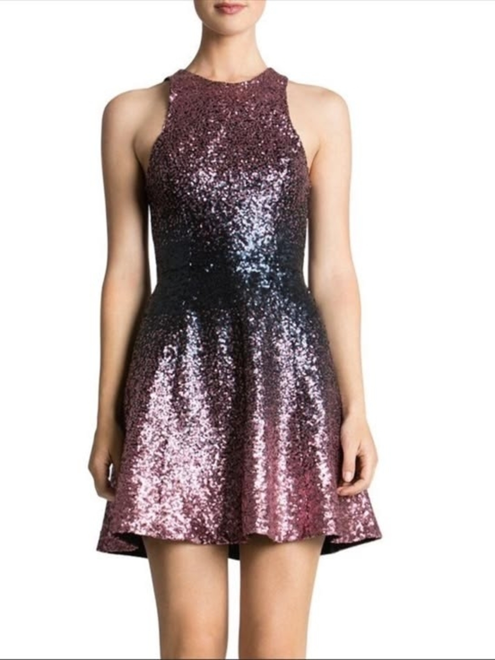 Dress the Population Andi Rose Gold to Black Ombre Sequin Mini Dress - Picture 2 of 16